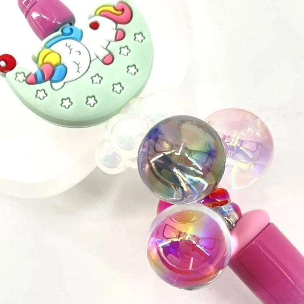 Unicorn sleeping on moon balloons clouds handmade pen NEW beads rhinestone bling
